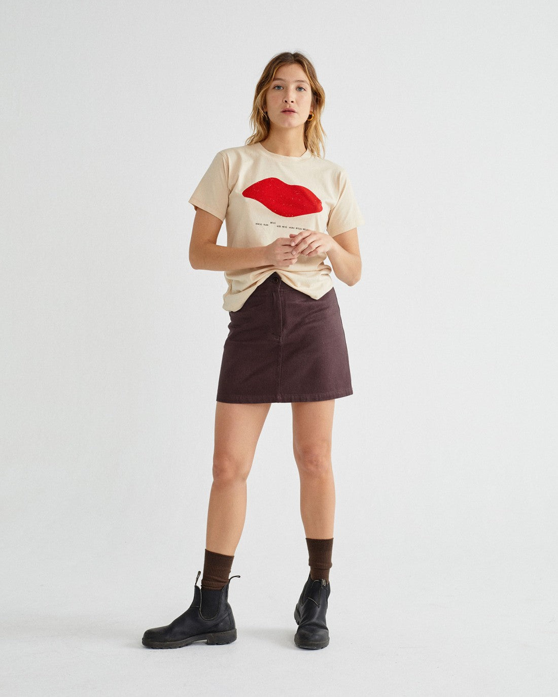 T-shirt imprimé écru en coton bio - Beso
