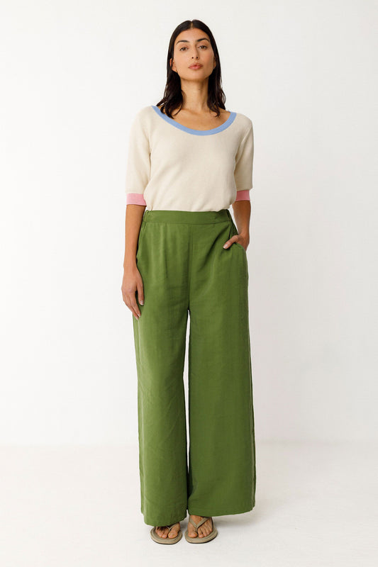Pantalon palazzo en tencel | vert "klodin trouser - vert foncé" | Vert foncé