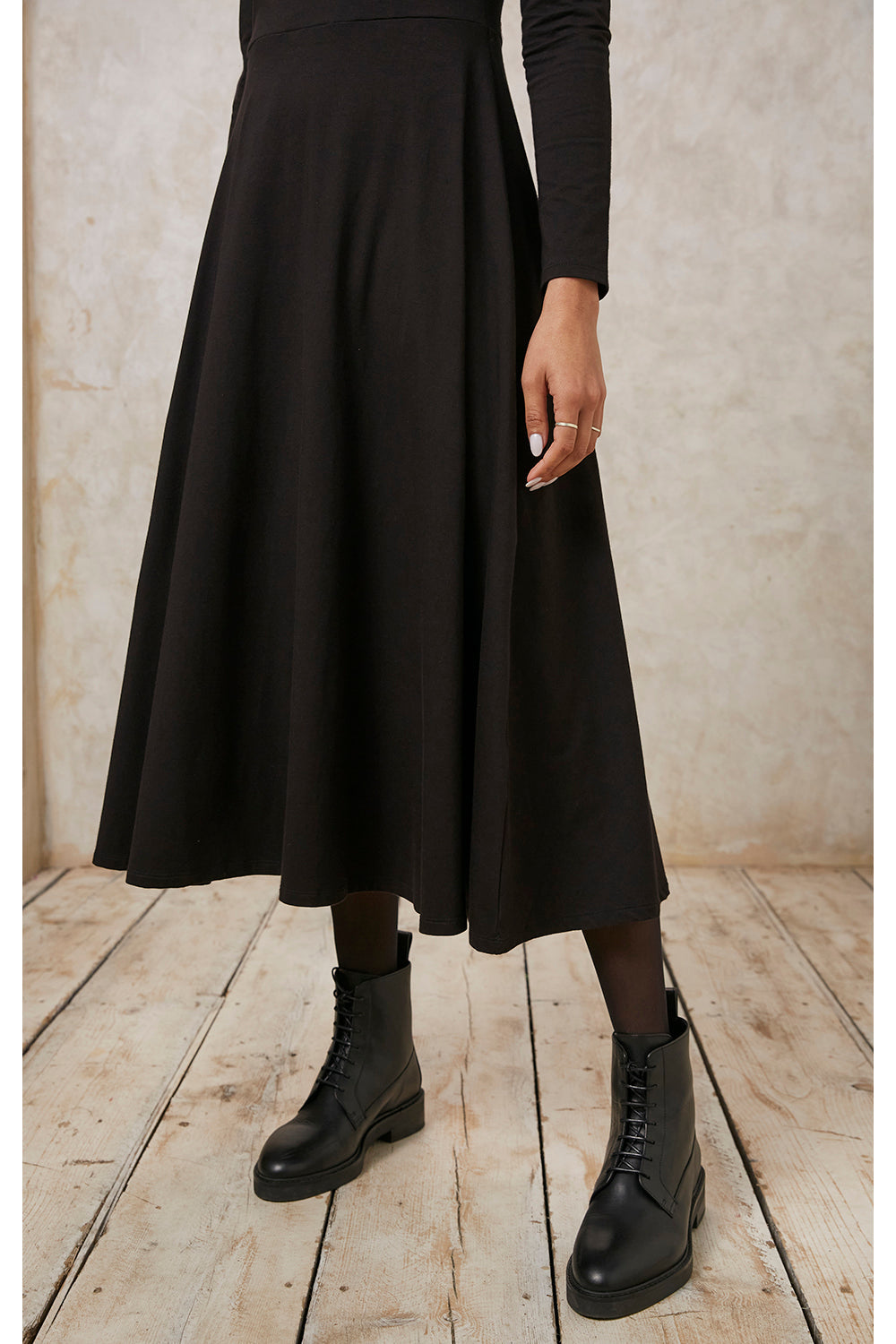 Robe midi noire en coton bio - bianca dress black