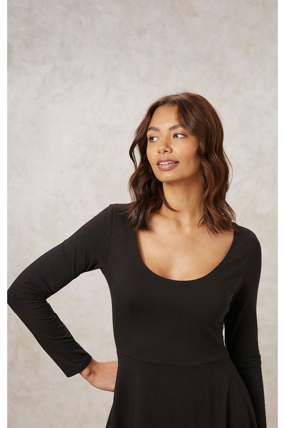 Robe midi noire en coton bio - bianca dress black