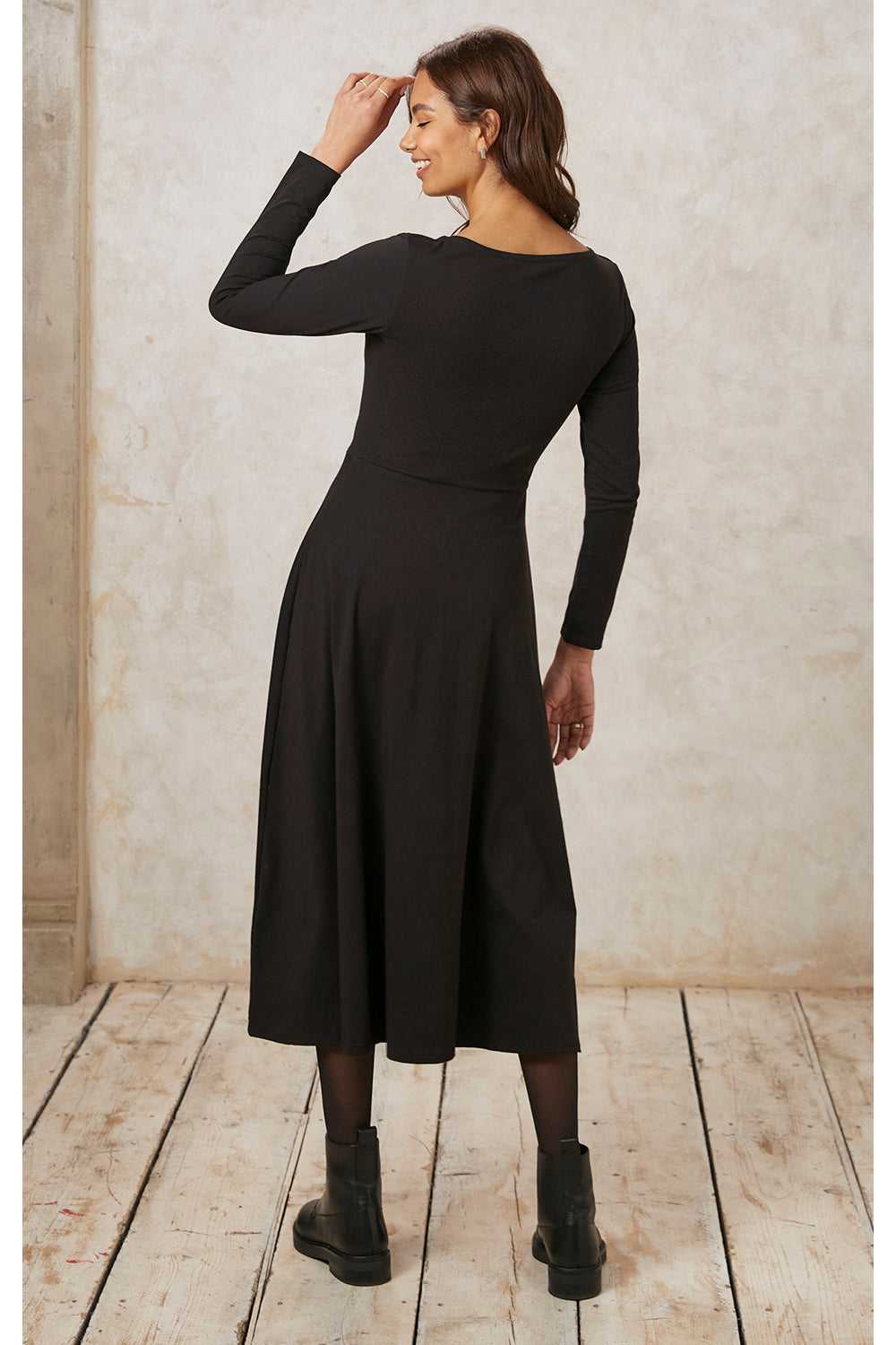 Robe midi noire en coton bio - bianca dress black