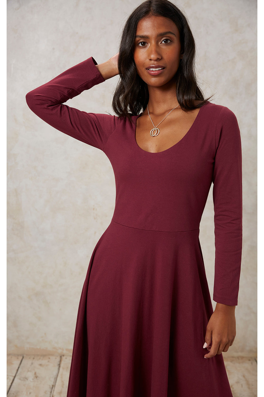 Robe midi bordeaux en coton bio - bianca dress burgundy