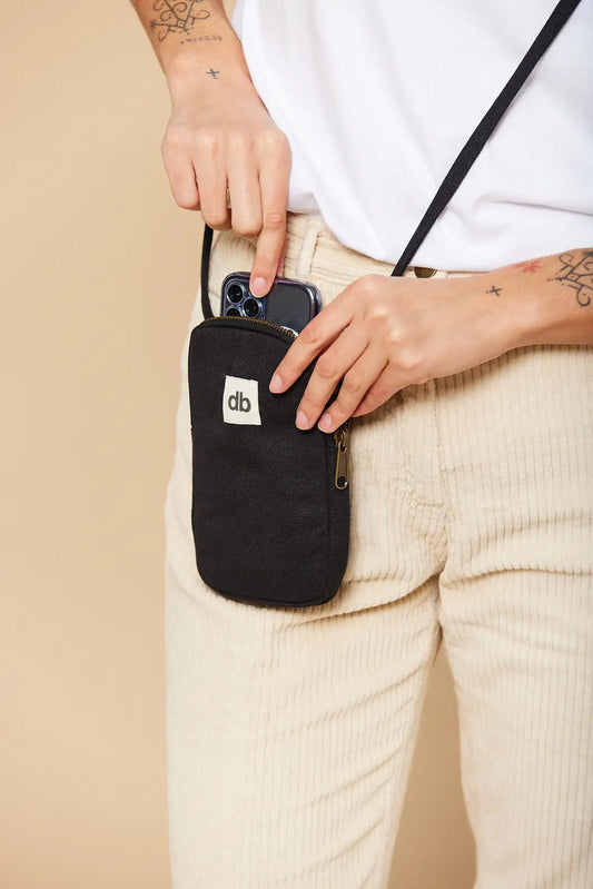 Pochette téléphone en coton bio | noir "bill noir"