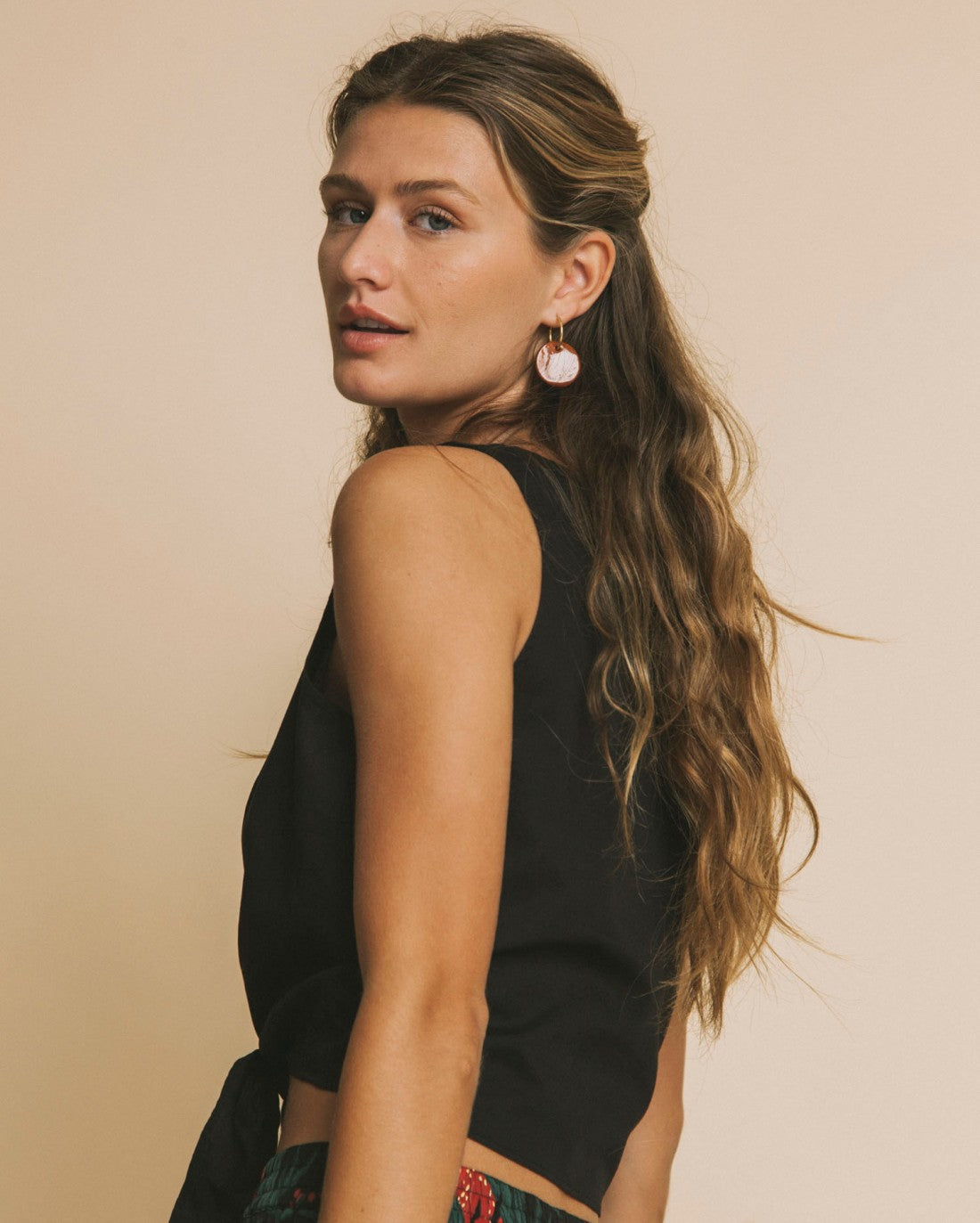 Crop top noeud noir en coton bio - Bambili