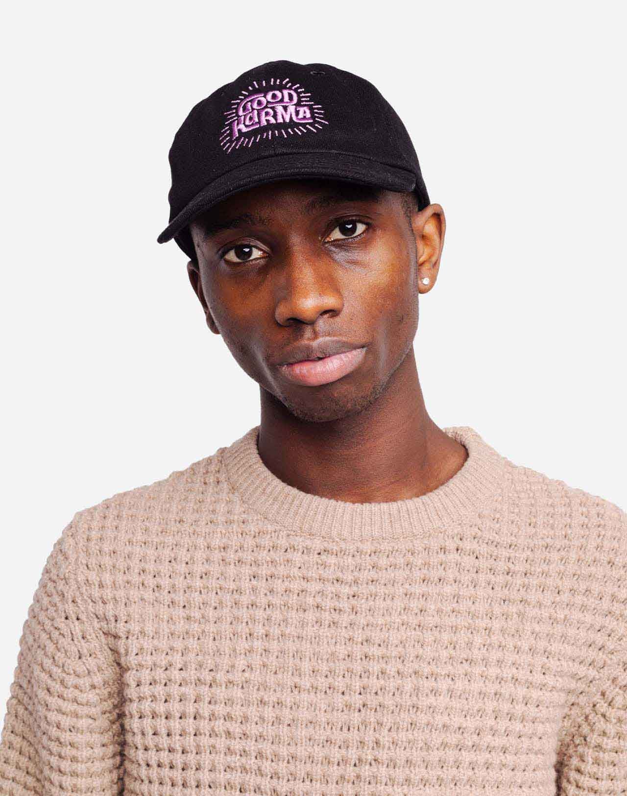 Casquette en coton bio | noir "six pannel good karma"