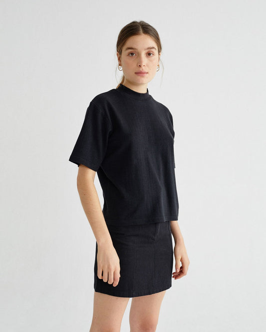 T-shirt ample noir en chanvre et coton bio - Aidin