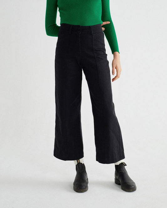 Pantalon large noir en chanvre et coton bio - Kupalo
