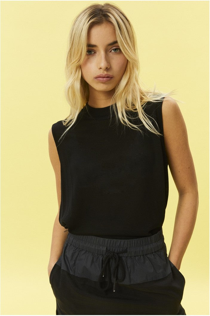 Top sans manches noir en tencel - Melania
