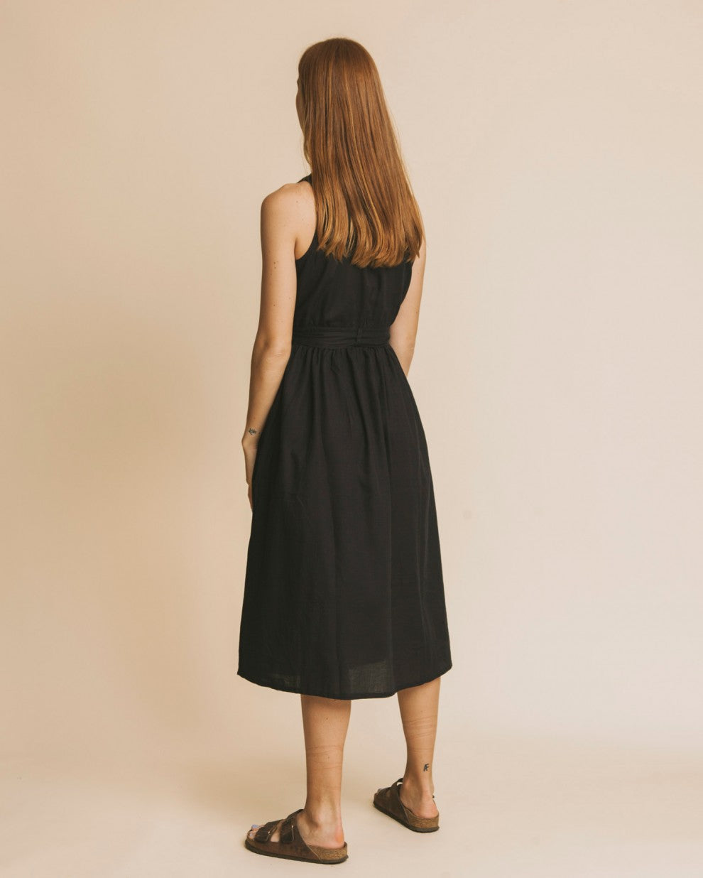Robe midi noire en coton bio - Black jolie