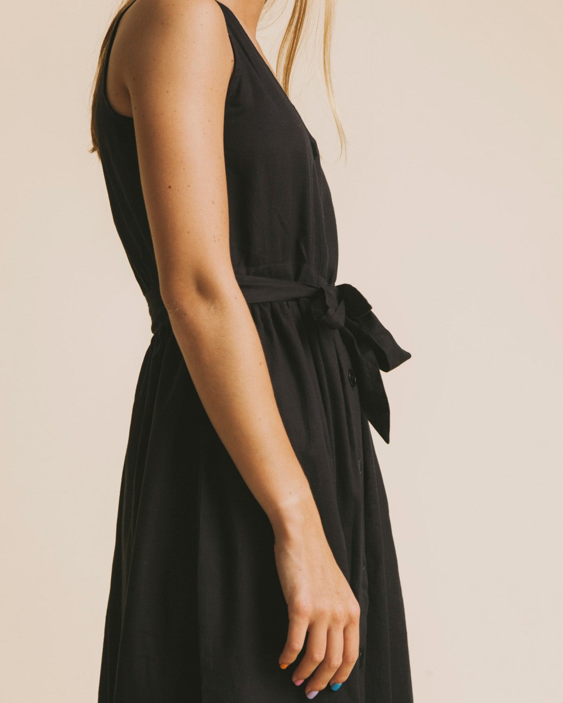 Robe midi noire en coton bio - Black jolie