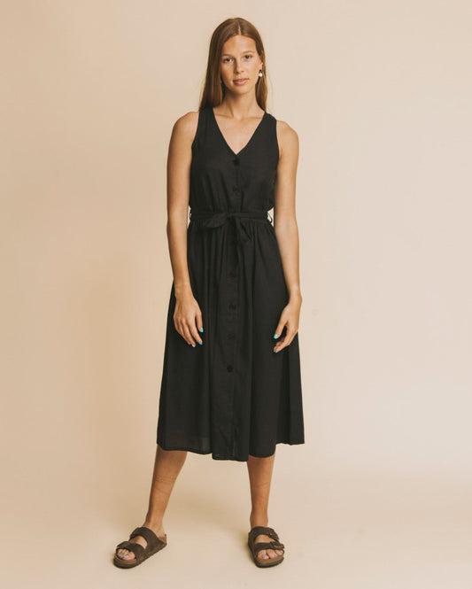 Robe midi noire en coton bio - Black jolie