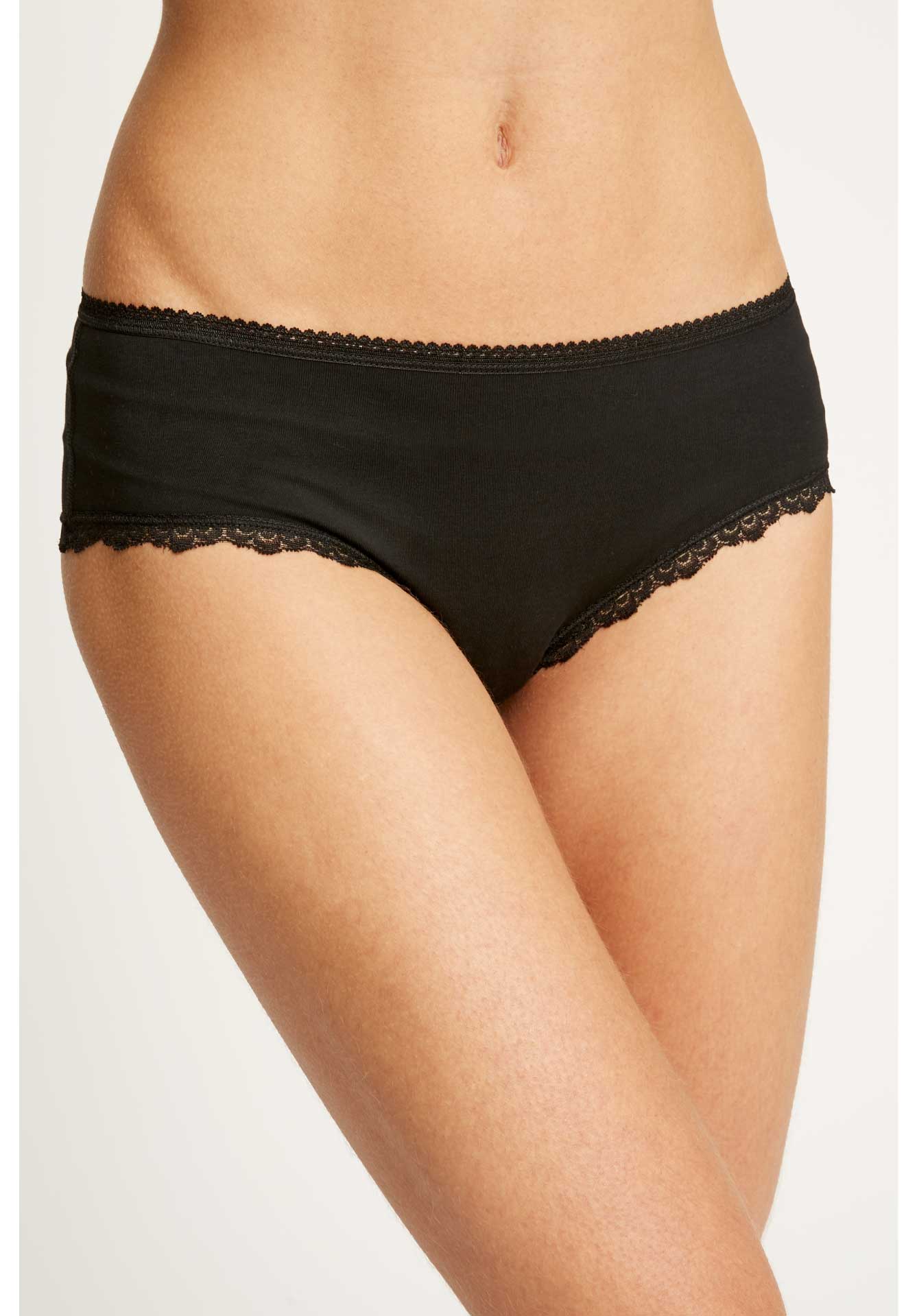Culotte noire en coton bio - lace hipster black