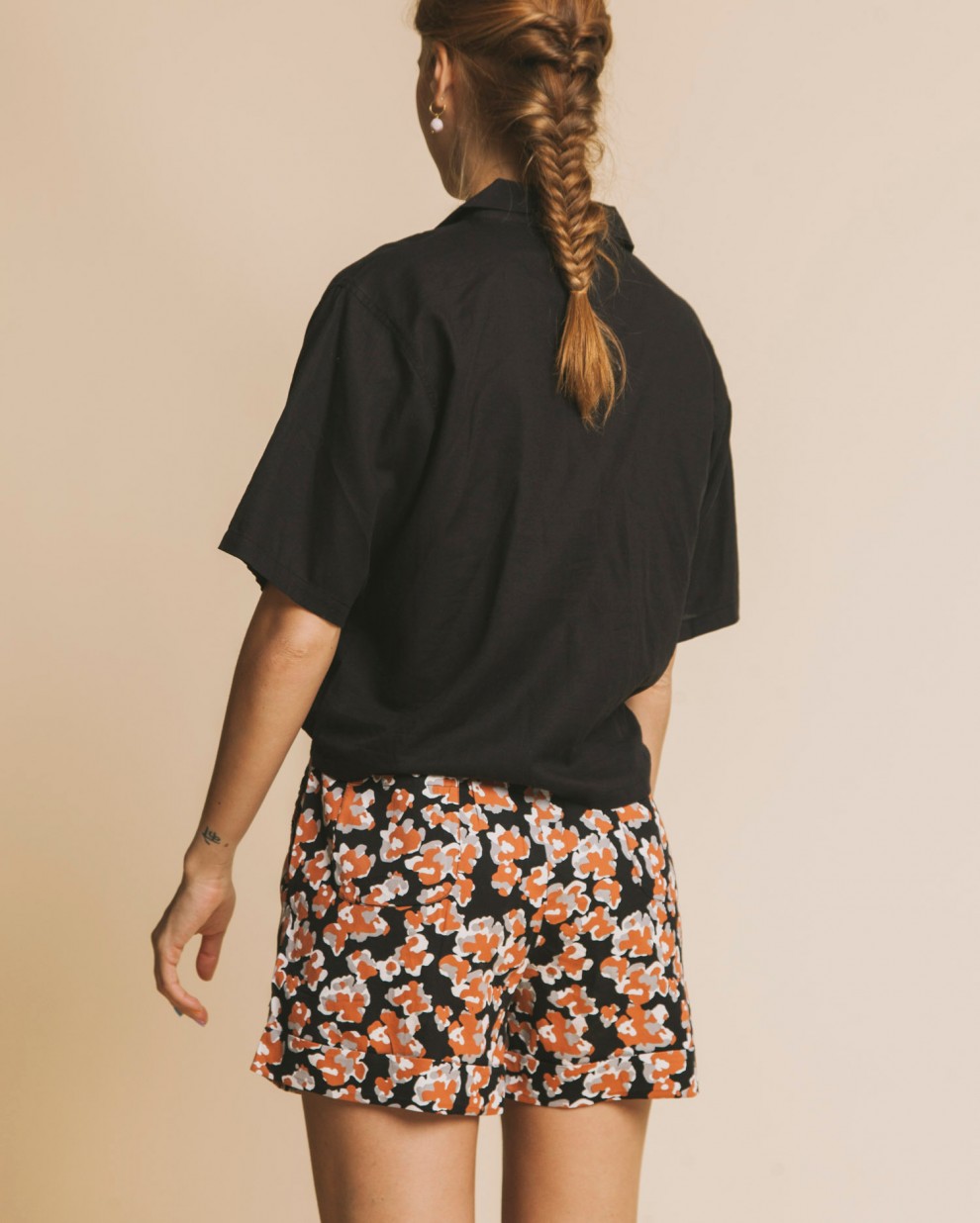 Blouse crop noire en coton bio - Black lomami
