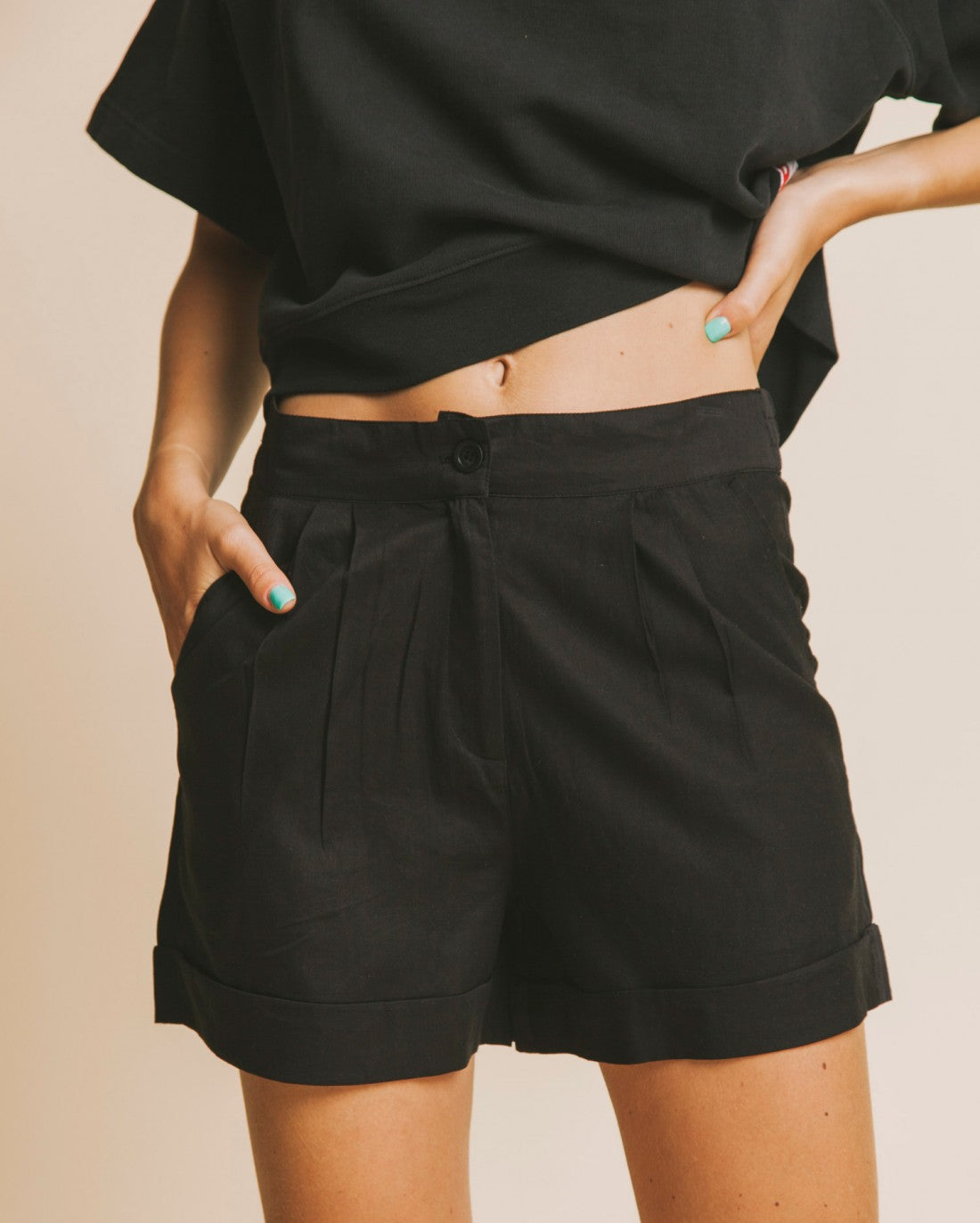 Short noir en coton bio - Mamma
