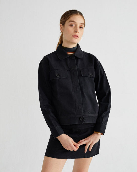 Veste noire en coton bio - Turan
