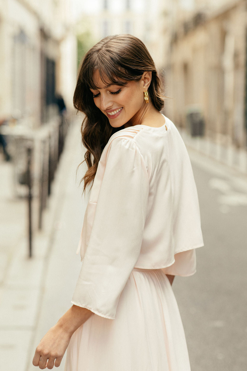Blouse rose poudrée en viscose upcyclée - joan
