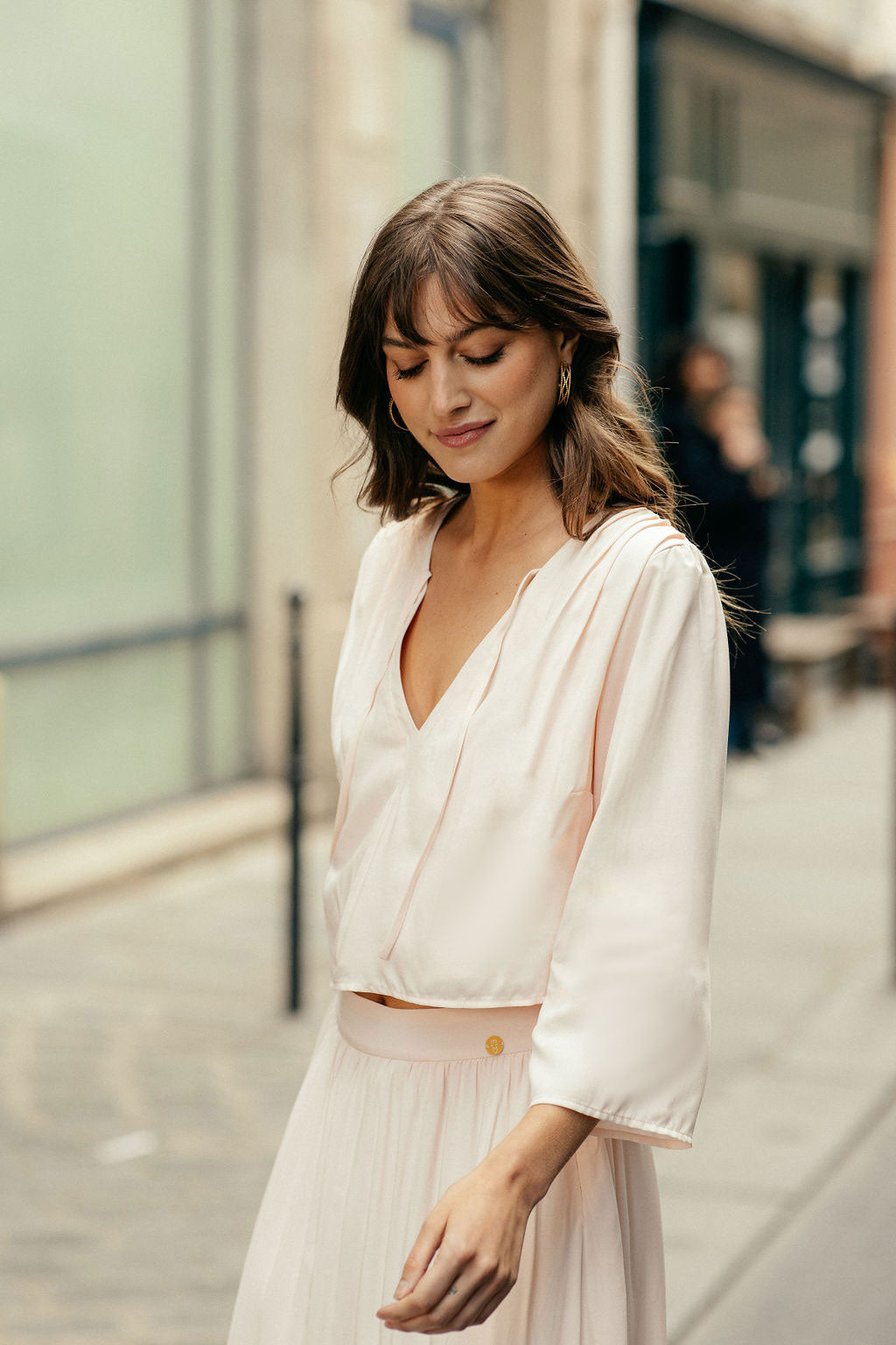 Blouse rose poudrée en viscose upcyclée - joan