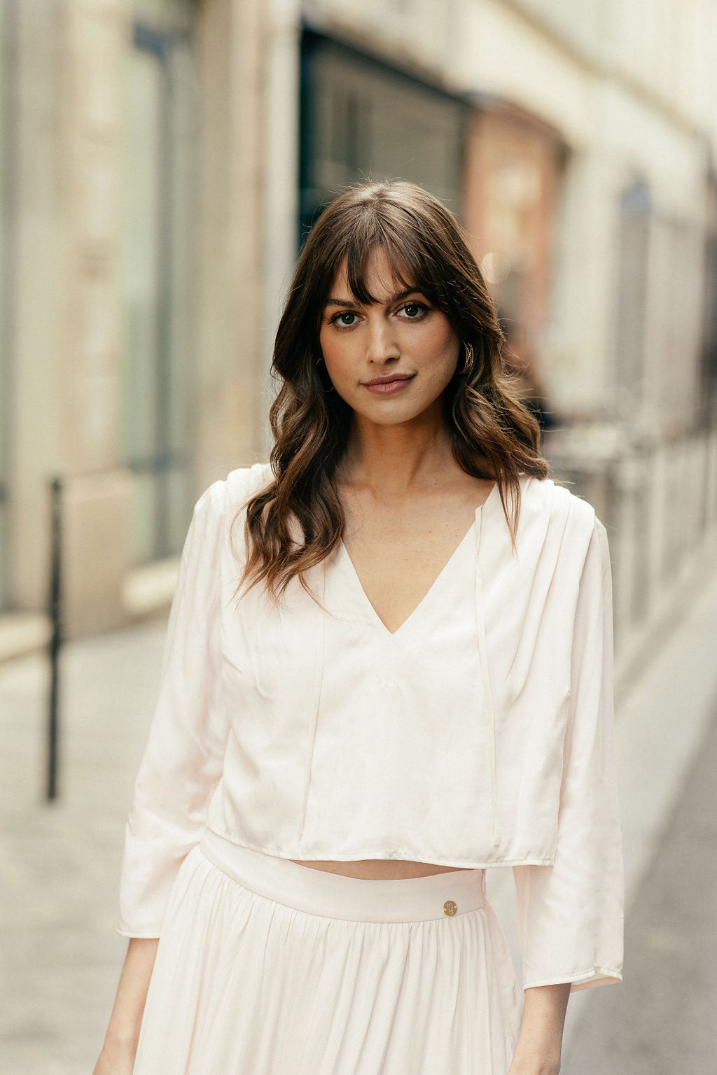 Blouse rose poudrée en viscose upcyclée - joan