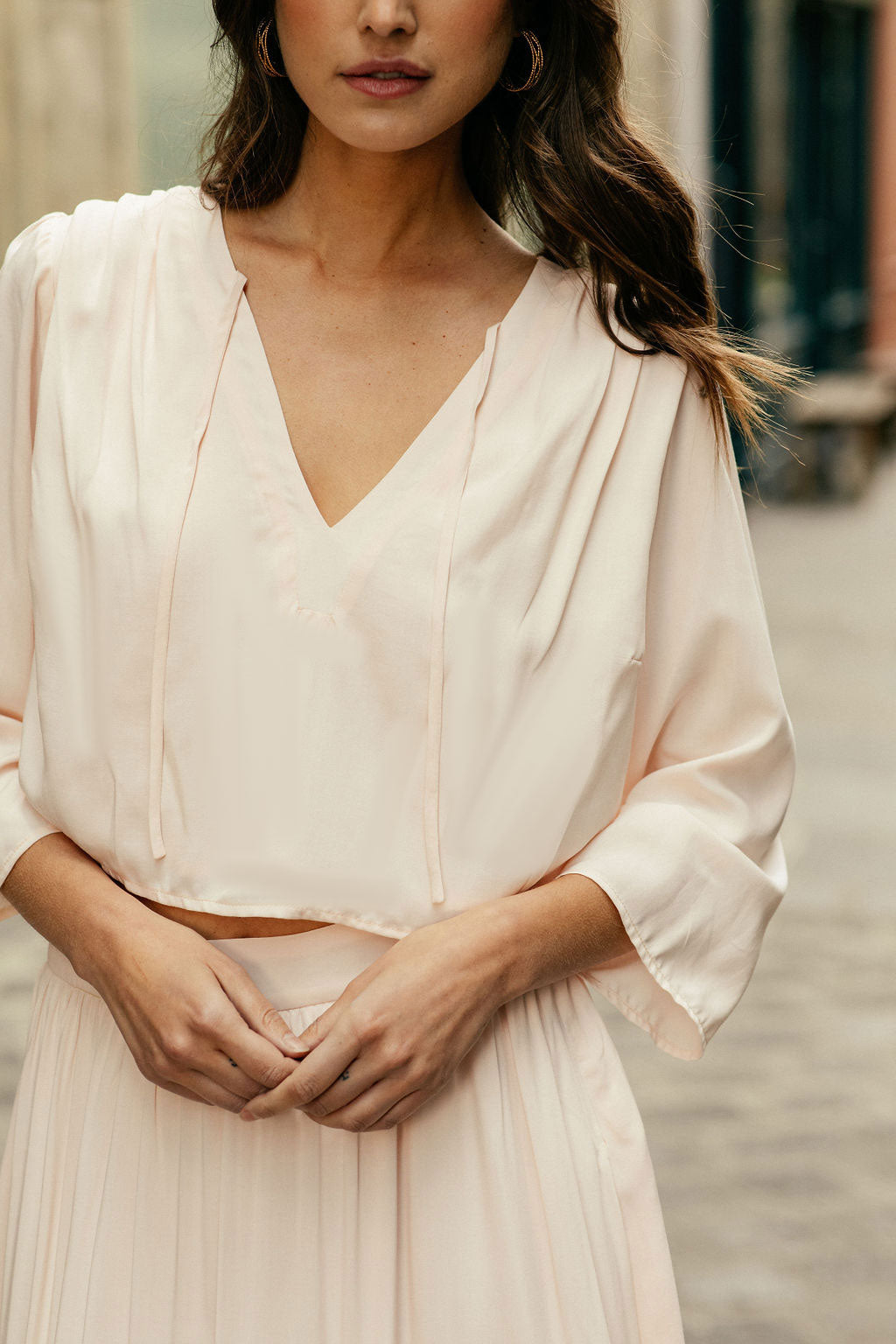 Blouse rose poudrée en viscose upcyclée - joan