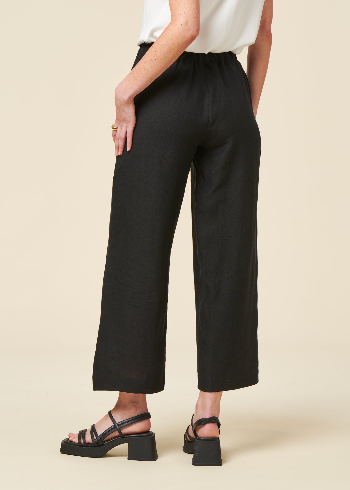Pantalon ample en lin | Noir "linen pants beveren black"