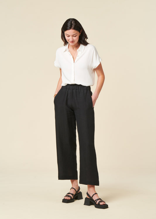 Pantalon ample en lin | Noir "linen pants beveren black"