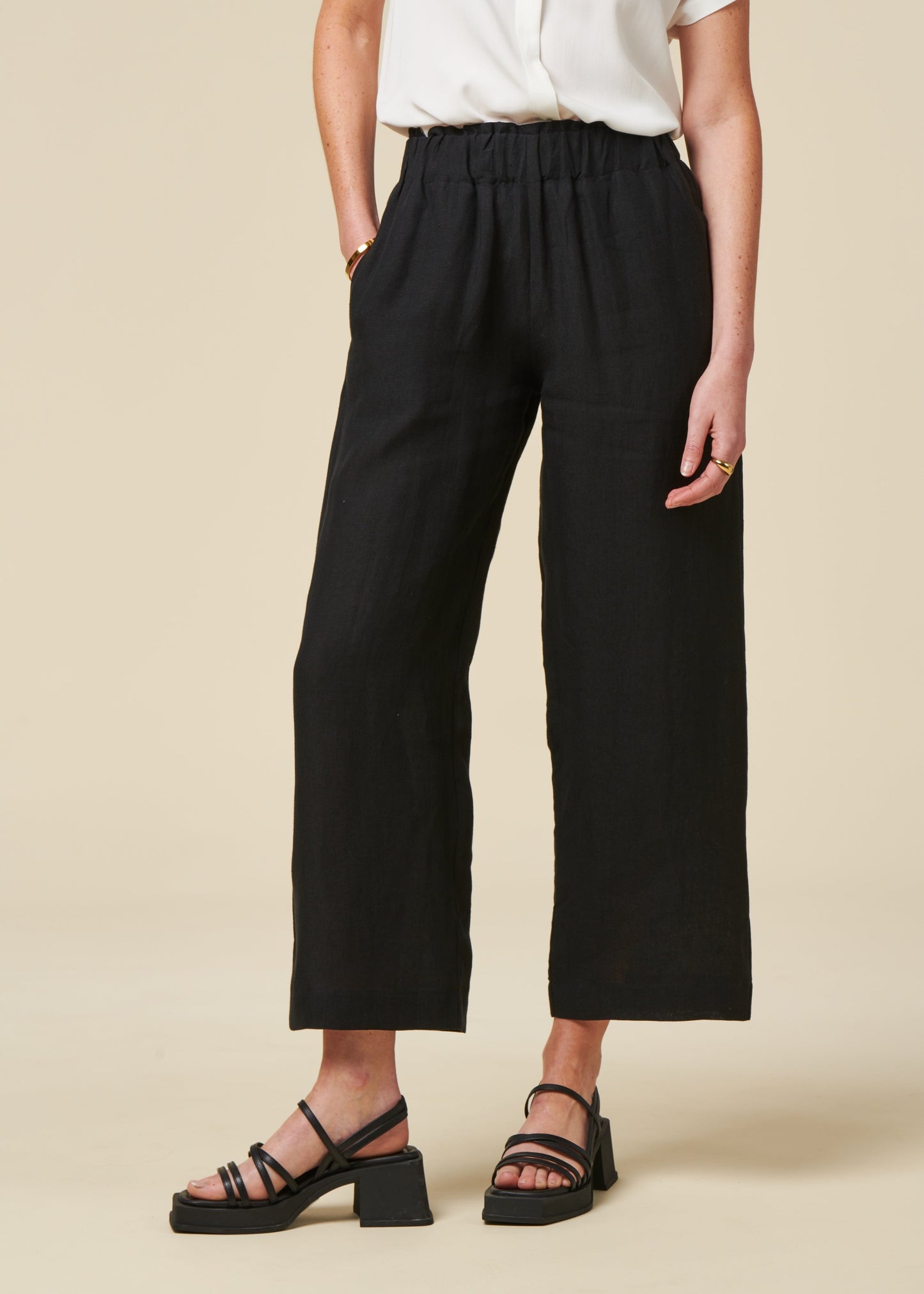 Pantalon ample en lin | Noir "linen pants beveren black"