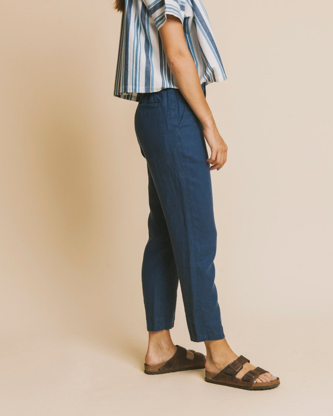 Pantalon bleu canard en chanvre, coton bio et tencel - Dafne