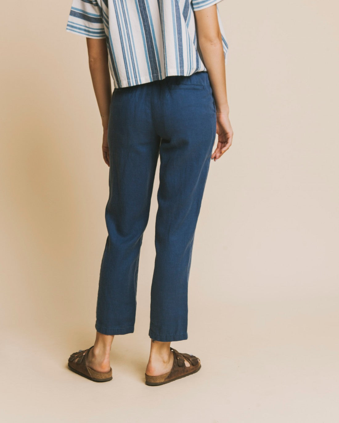 Pantalon bleu canard en chanvre, coton bio et tencel - Dafne