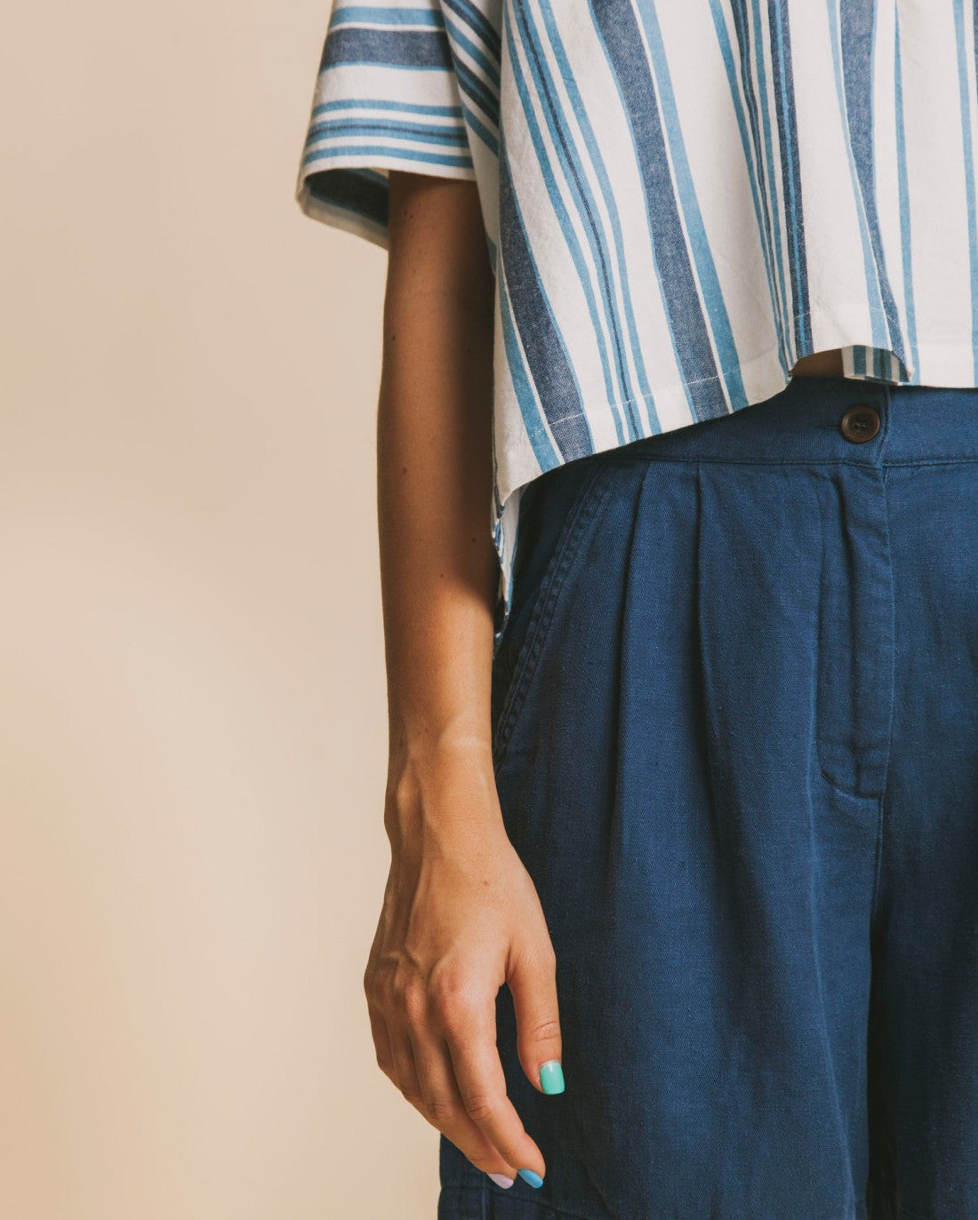 Short bleu canard en chanvre, coton bio et tencel - Mamma
