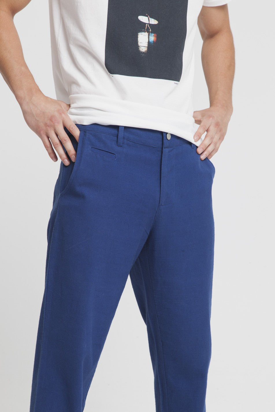 Pantalon bleu en coton bio -blue marcel