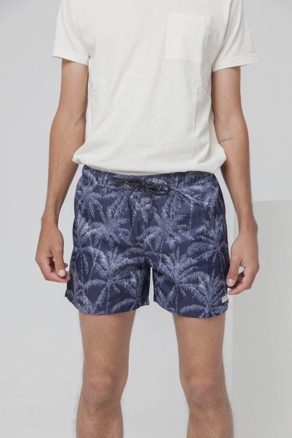 Short de bain imprimé marine en PET recyclé - Palmeras