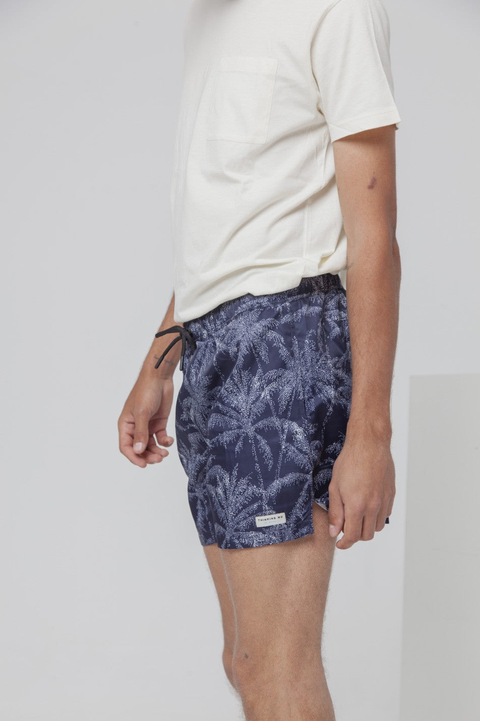 Short de bain imprimé marine en PET recyclé - Palmeras