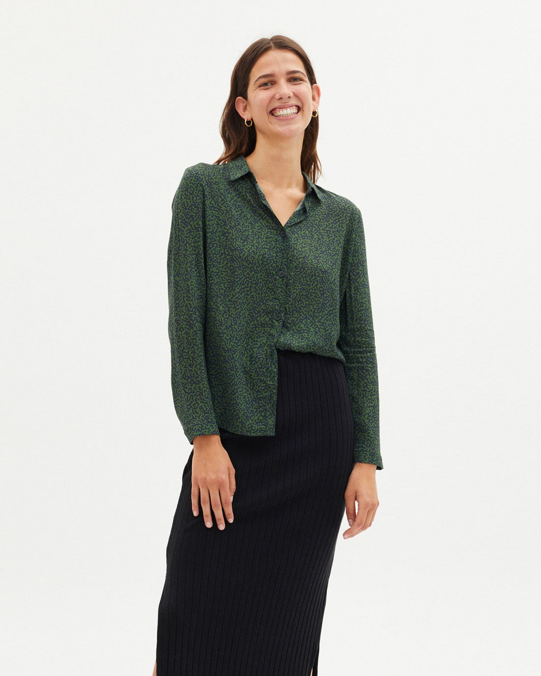 Chemise verte à motifs en EcoVero™ - GREEN CHAMALEON CHAMOMILE BLOUSE
