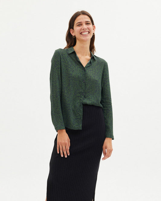 Chemise verte à motifs en EcoVero™ - GREEN CHAMALEON CHAMOMILE BLOUSE