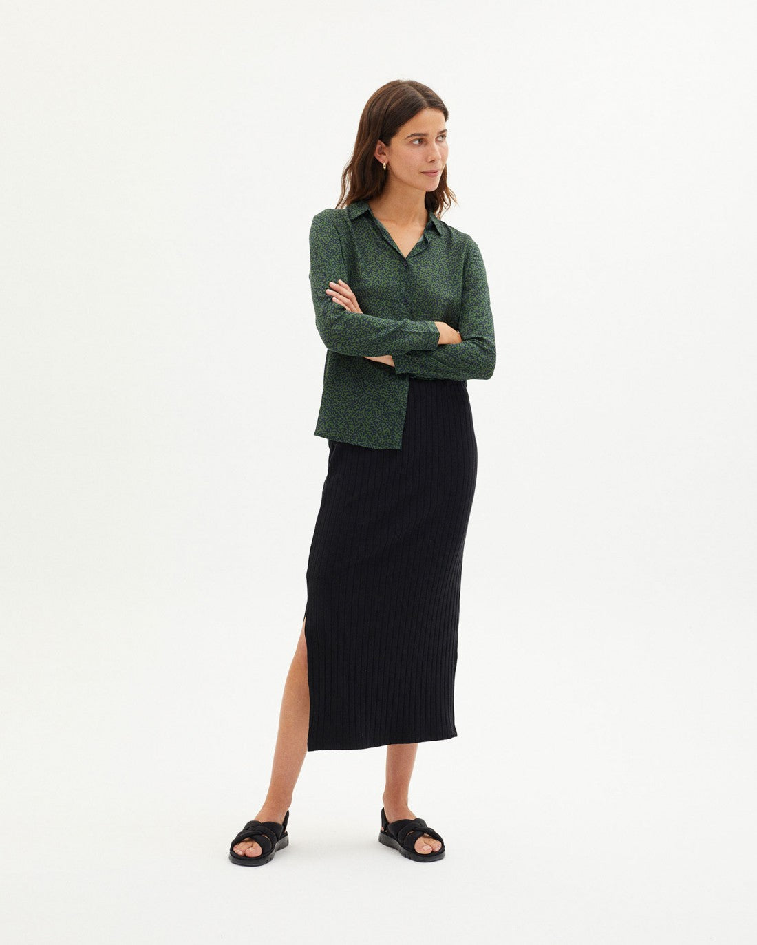 Chemise verte à motifs en EcoVero™ - GREEN CHAMALEON CHAMOMILE BLOUSE