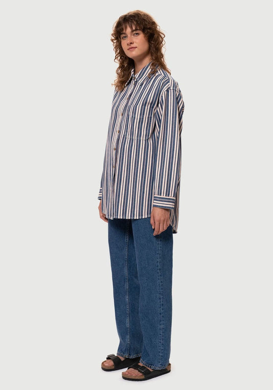 Surchemise oversize rayée en coton bio - mina denim shirt stripe red