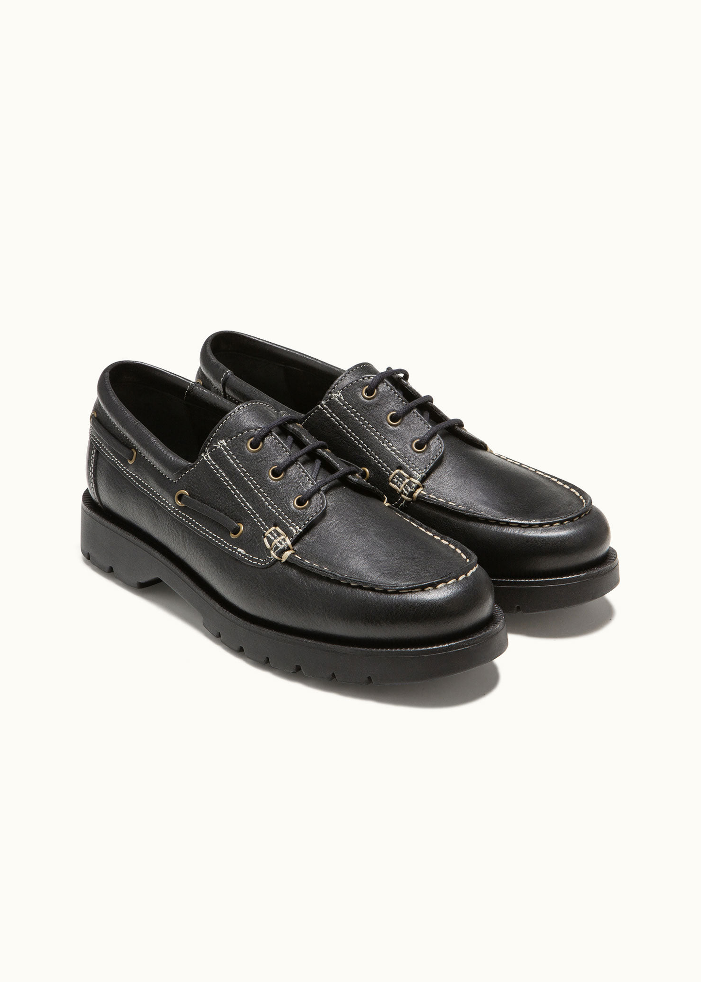 Chaussures bateau en cuir certifié | noir "embruns oak noir" | Noir