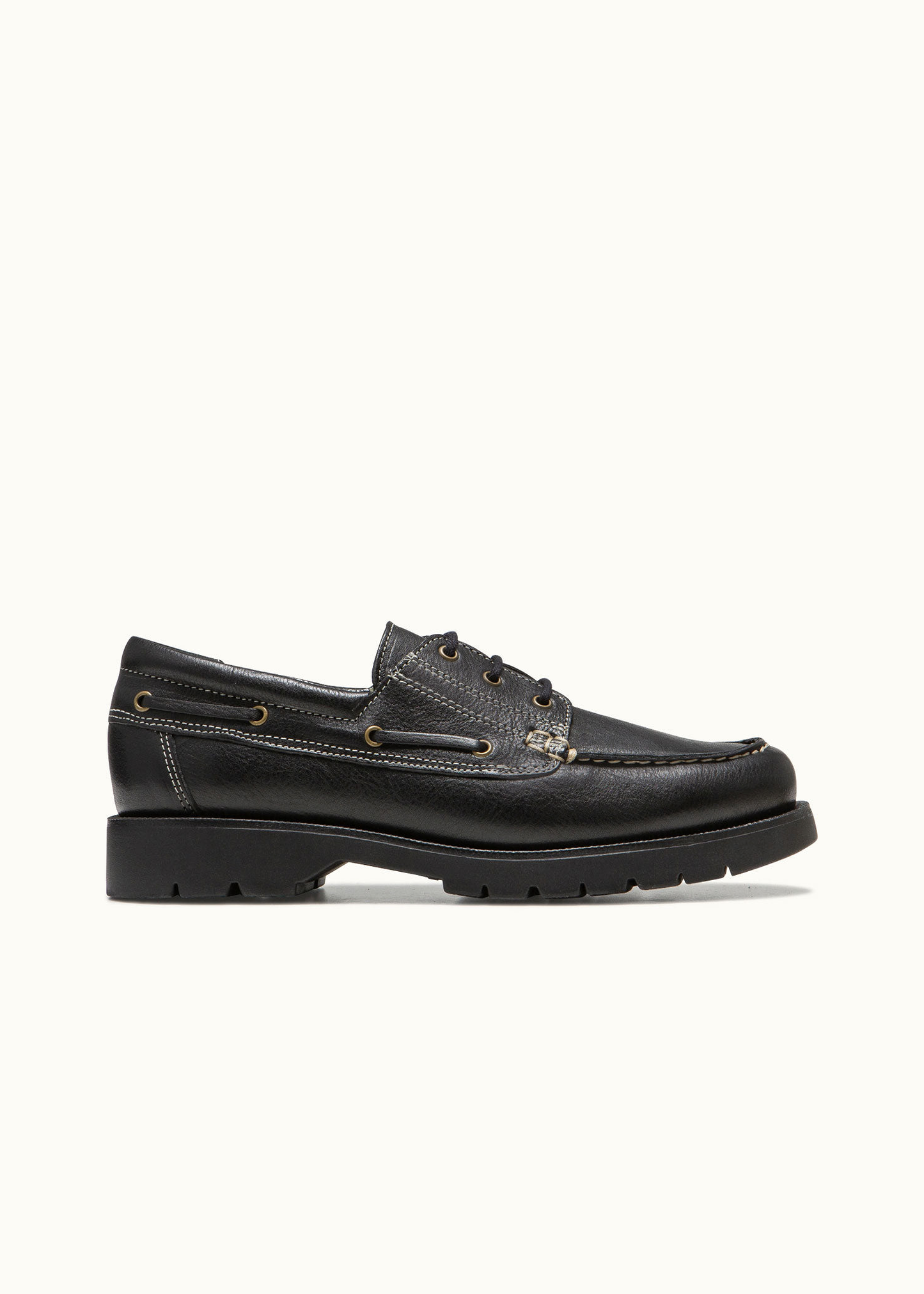 Chaussures bateau en cuir certifié | noir "embruns oak noir" | Noir