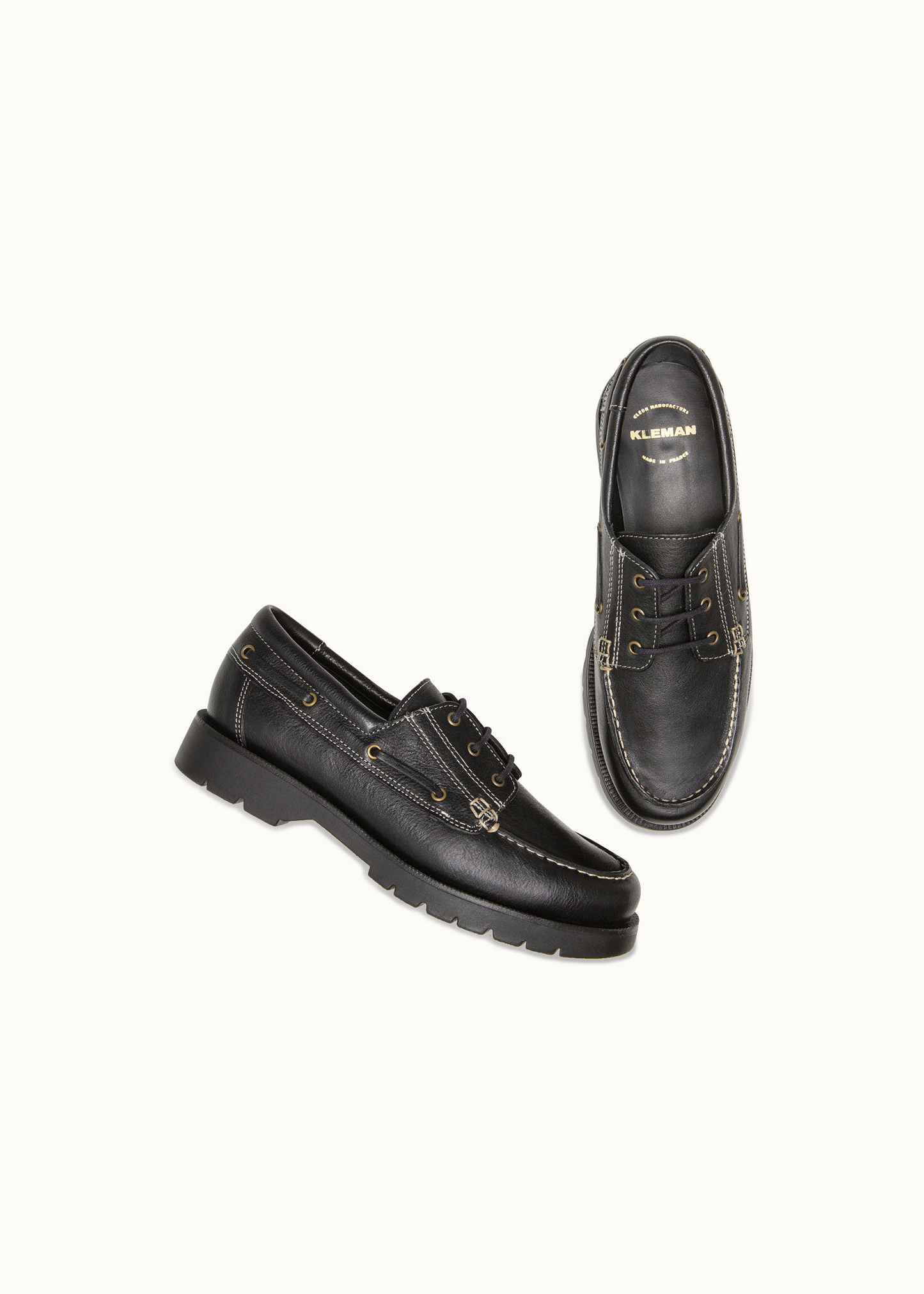 Chaussures bateau en cuir certifié | noir "embruns oak noir" | Noir