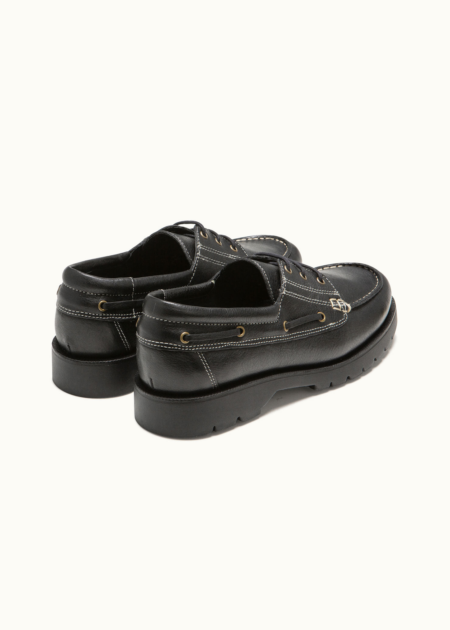 Chaussures bateau en cuir certifié | noir "embruns oak noir" | Noir