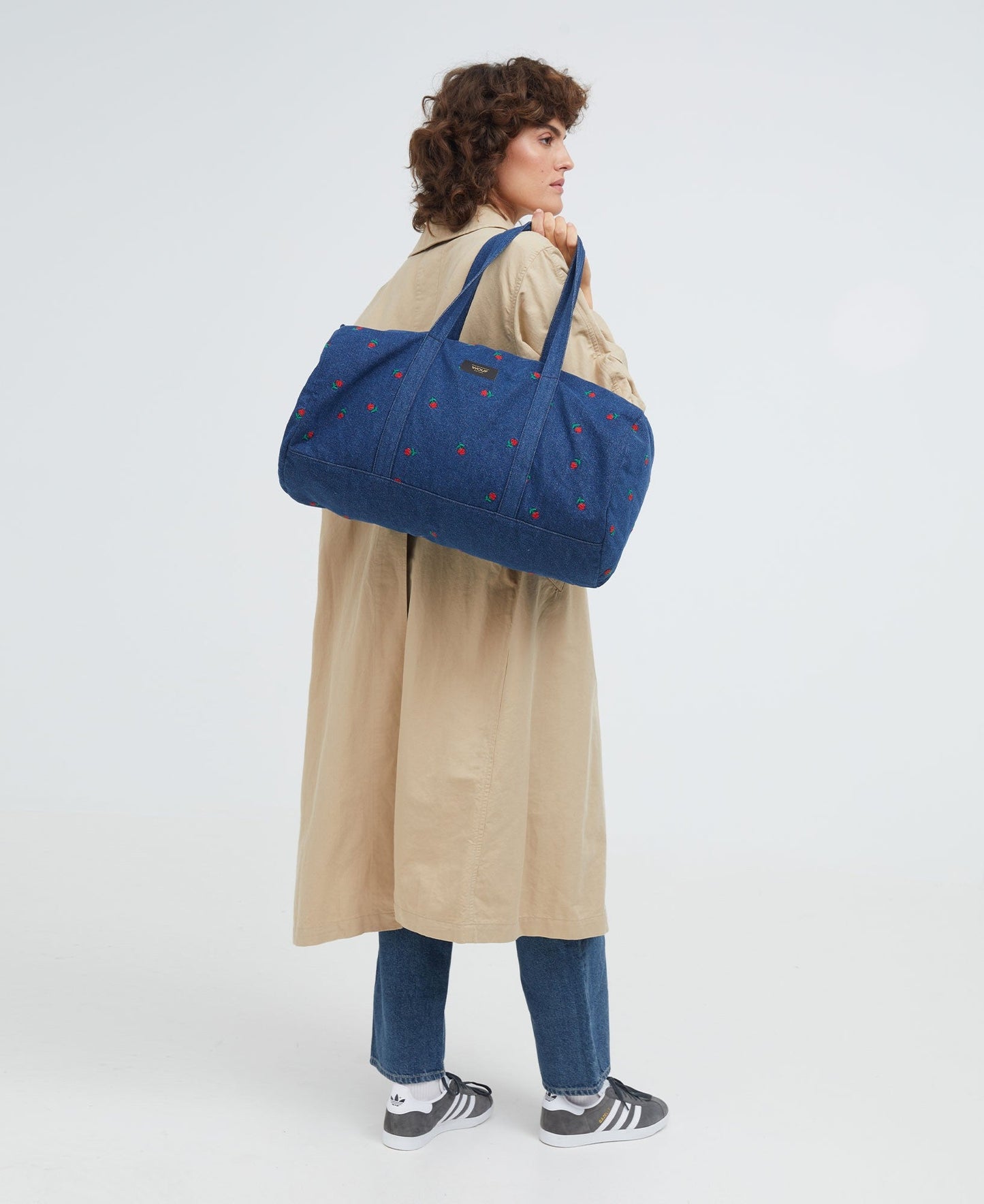 Sac bowling en coton bio | denim imprimé "amy"