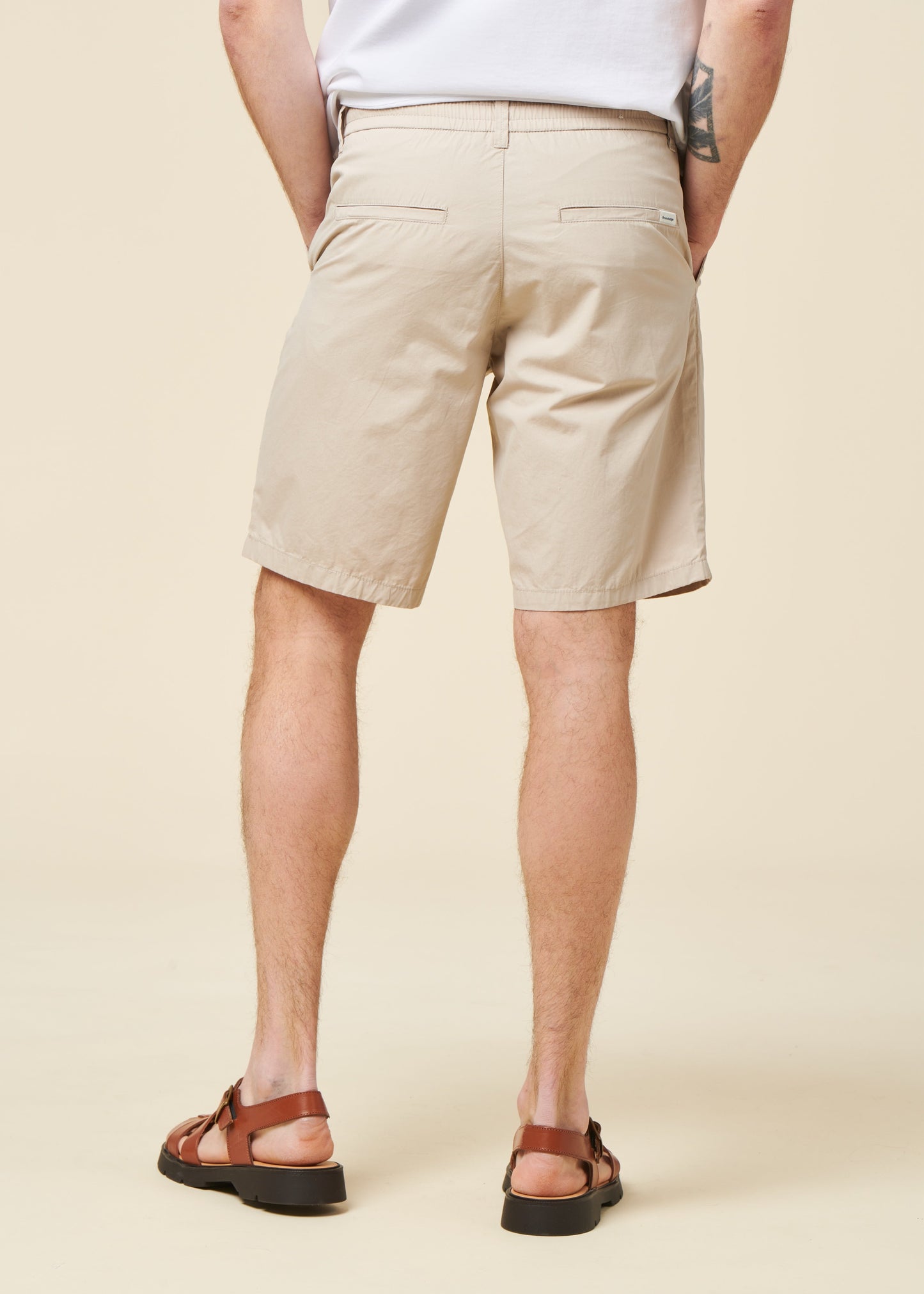 Short léger en coton bio | beige "Fig loose poplin elastic waist string shorts light feather gray"