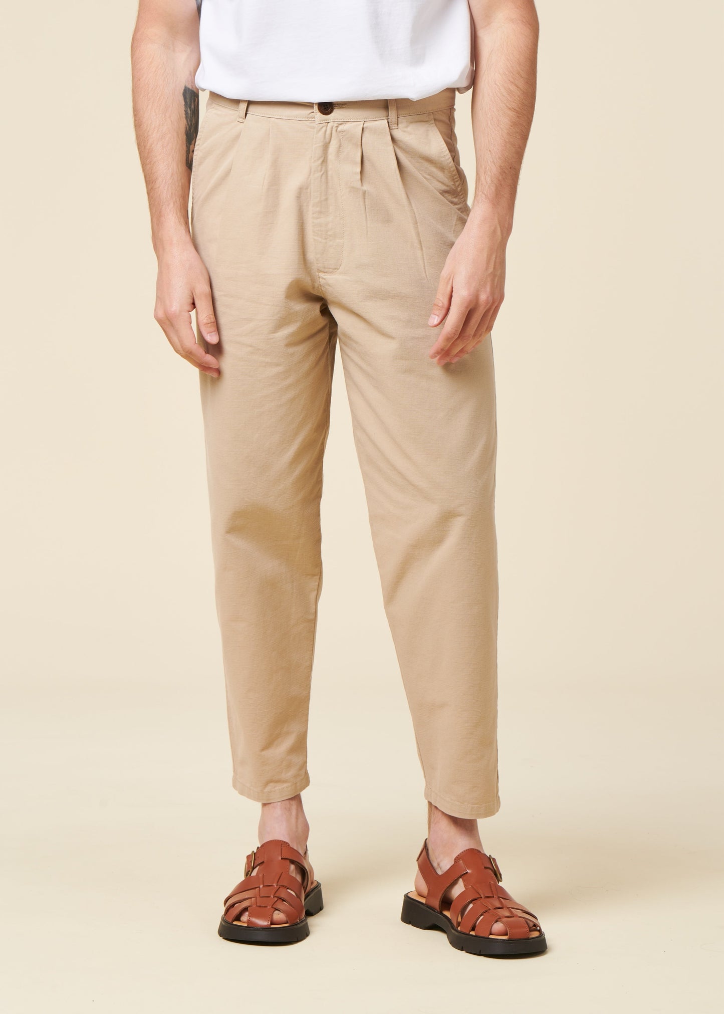 Pantalon fuselé en coton bio | beige "swing"
