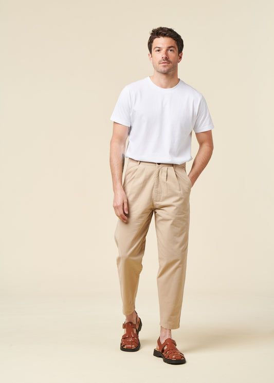 Pantalon fuselé en coton bio | beige "swing"