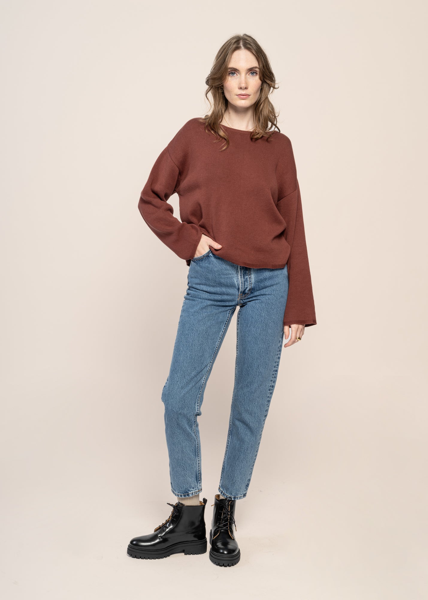 Pull en coton bio | rouge 'williamsburg intense rust'