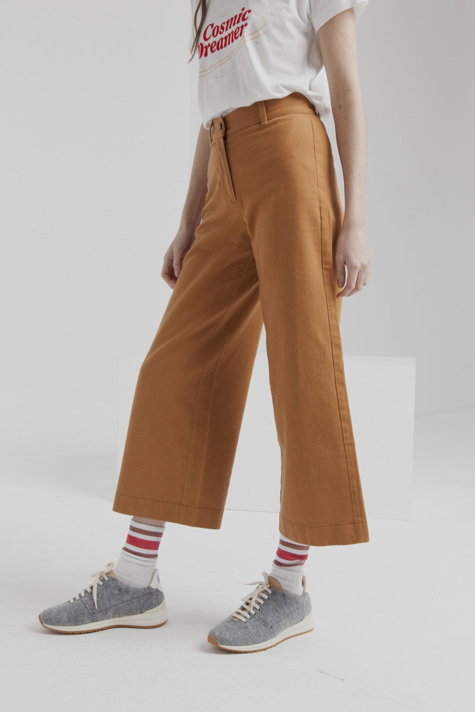Pantalon large camel en coton bio - Elephant