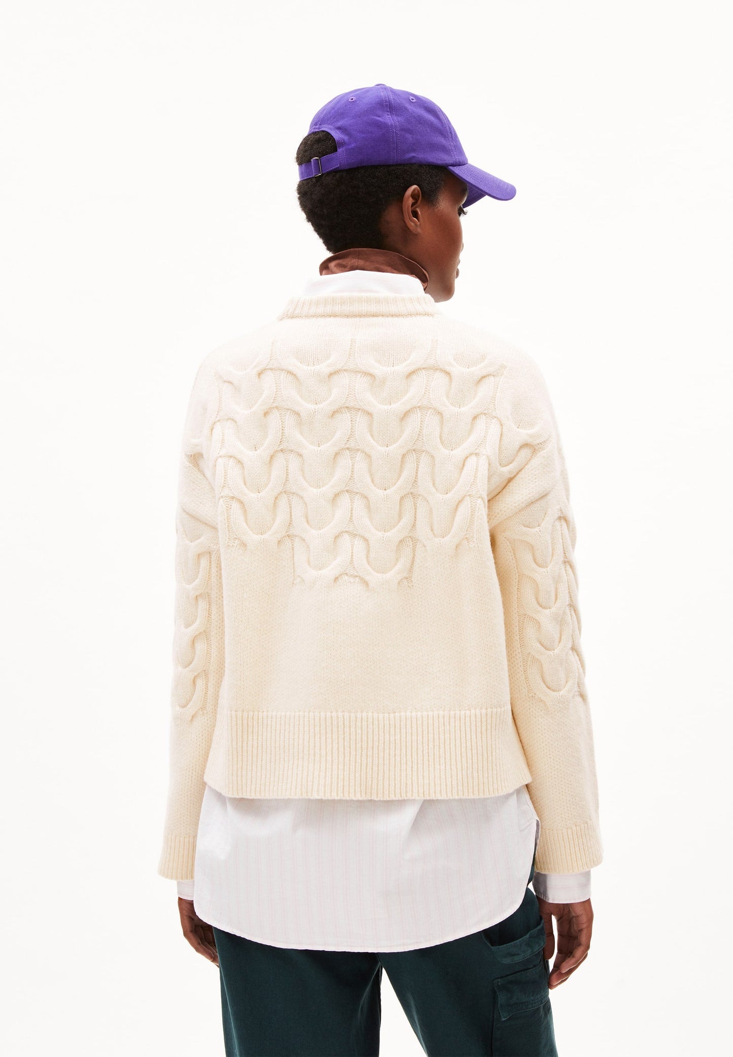 pull en laine bio et recyclée | écru "brunaa cable - oatmilk"