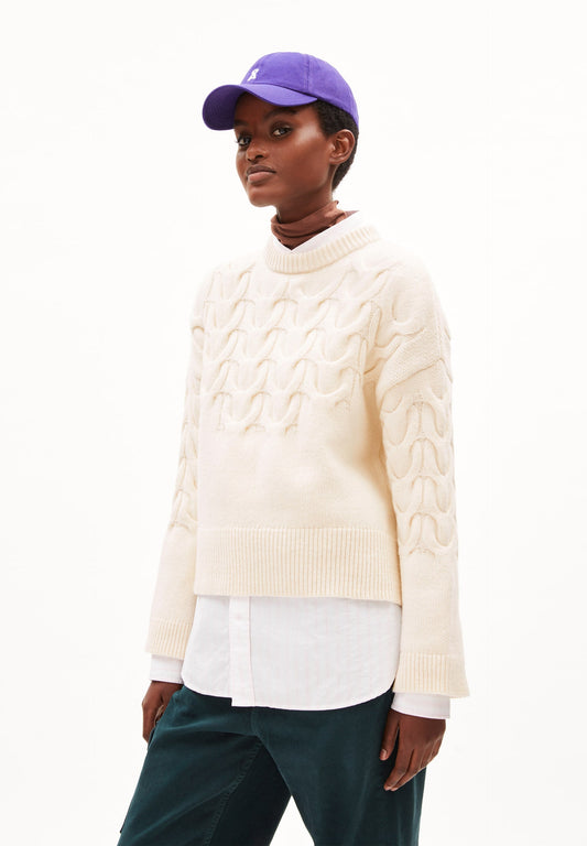pull en laine bio et recyclée | écru "brunaa cable - oatmilk"