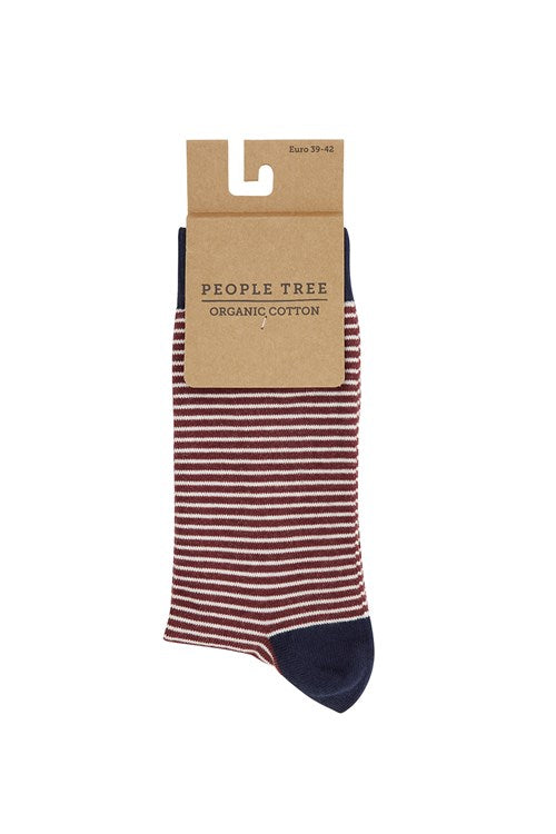 Chaussettes hautes rayées rouge en coton bio