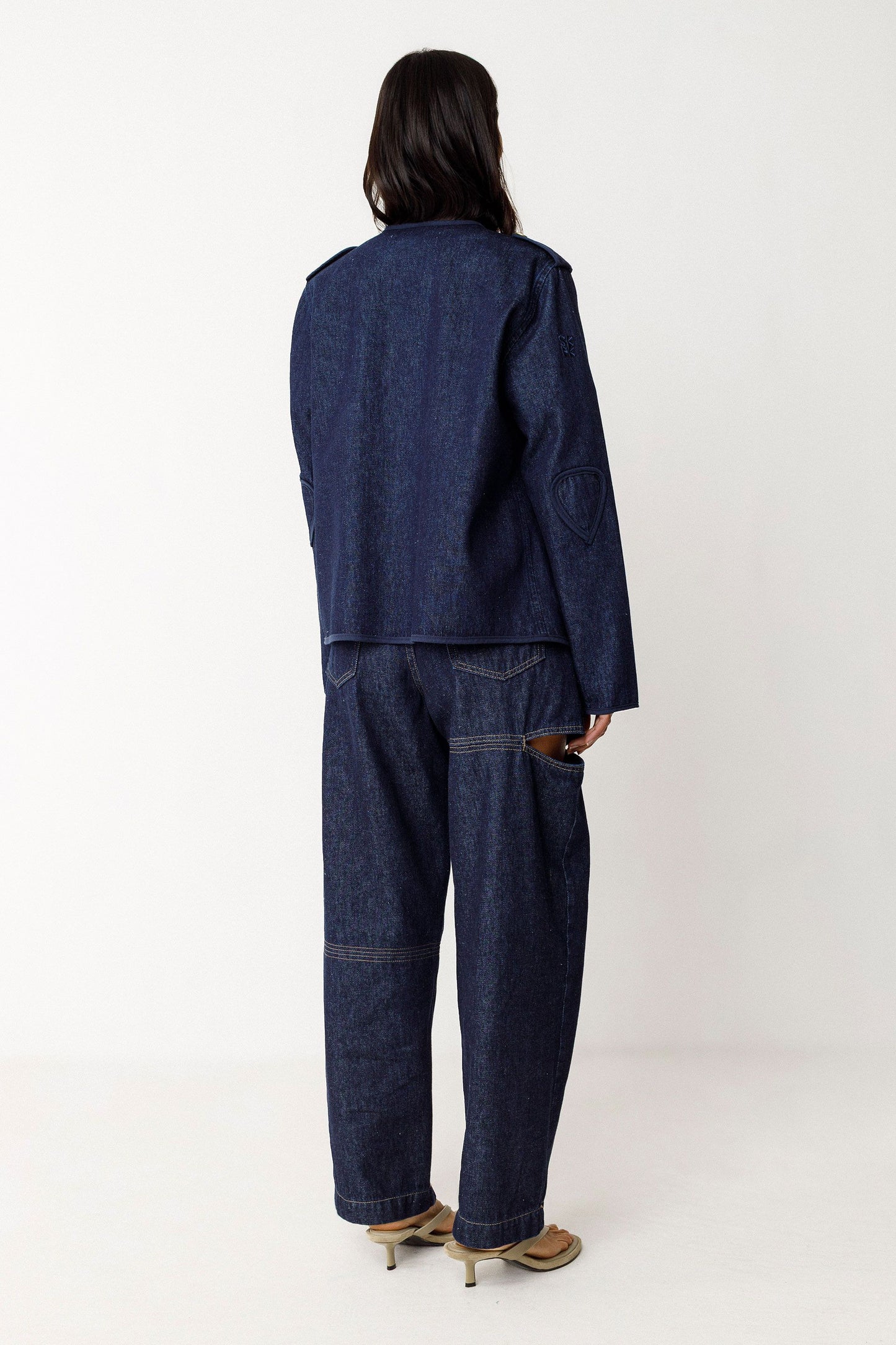 Veste denim en coton bio | bleu foncé "aiku" | Jean-profond